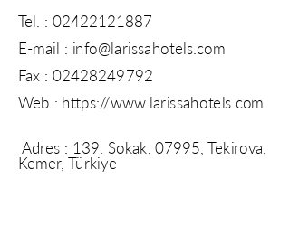 Larissa Phaselis Princess Hotel iletiim bilgileri